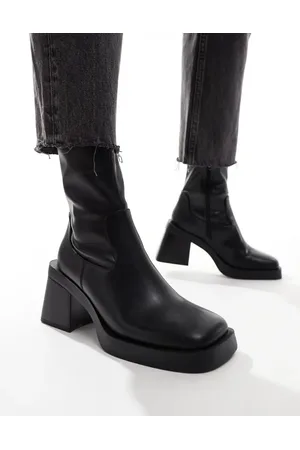 ASOS Rome square toe mid-heel platform boots in