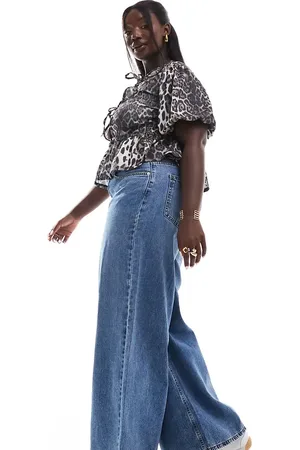 ASOS ASOS DESIGN Curve wide leg jean in mid - MBLUE