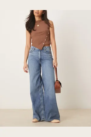 ASOS Wide leg jean in midwash - MBLUE