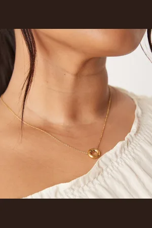 ASOS ASOS DESIGN Curve waterproof stainless steel necklace with circle loop pendant in tone