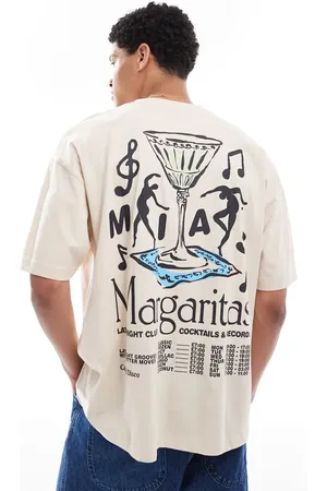 ASOS Oversized t-shirt with margarita graphic in beige