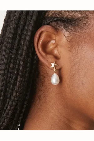 ASOS Earrings with mini star and faux pearl drop design on tone