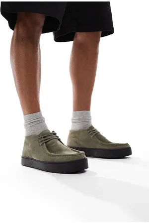 Pull&Bear Contrast gum sole leather shoe in khaki