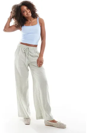 Cotton On Cotton On 90s haven wide leg linen look trousers in micro green check