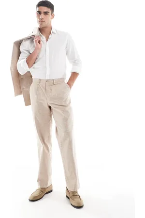 JACK & JONES Premium relaxed fit linen suit trouser in beige