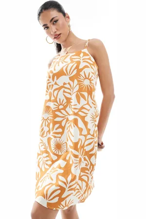 ONLY Linen mix mini dress in sunshine print