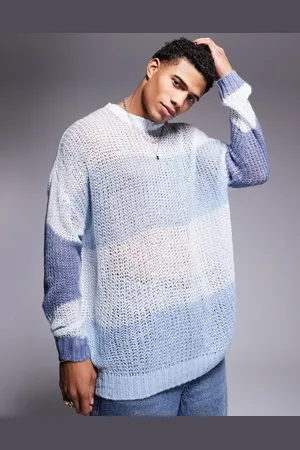 ASOS Oversized open knitted crew neck jumper in stripe texture