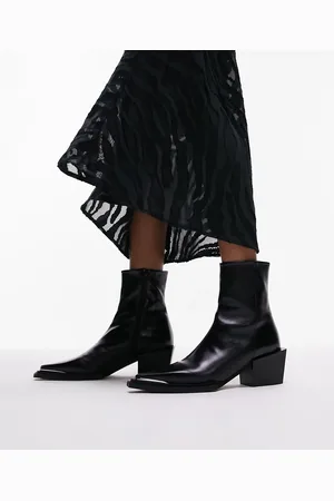 Topshop Riley leather western boot in