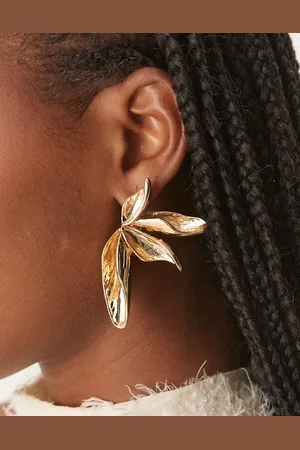 ASOS Large stud half-petal earrings in tone