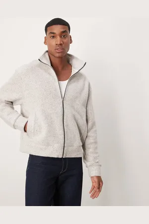 ASOS Oversized boxy zip through jacket in soft touch fleece in cream