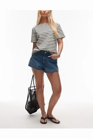 Topshop Denim A-line shorts in mid