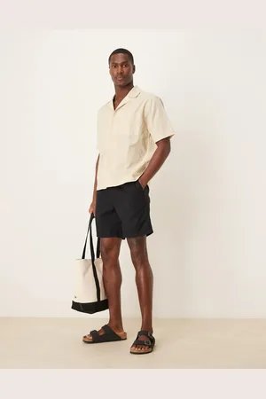 ASOS Slim mid length linen blend bermuda shorts in