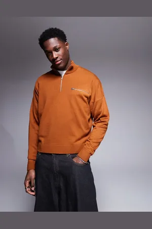 ASOS Oversized half zip funnel neck jumper with front pocket in