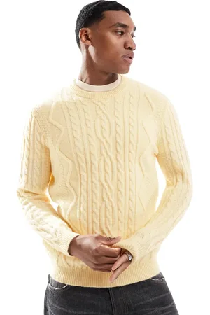 ASOS Heavyweight cable knitted crew neck jumper in cream