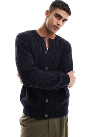 ASOS Cable knitted crew neck cardigan in