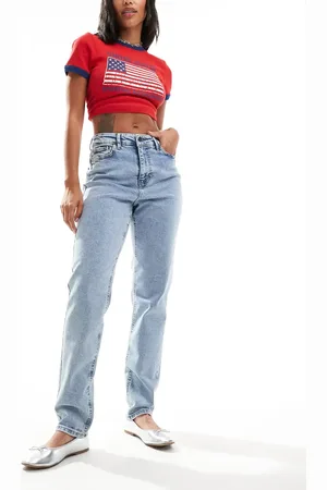 Noisy May Daisy high waist mom jeans in light acid wash