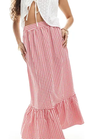 VERO MODA Tiered hem maxi skirt in gingham print