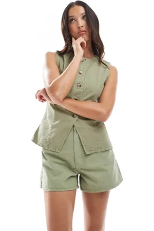 ASOS Denim longline A line short in sage