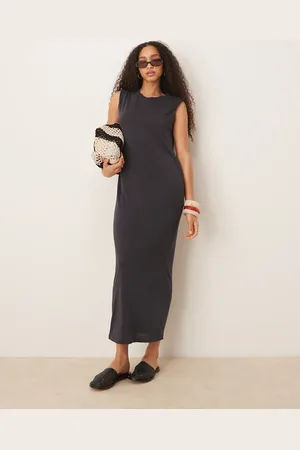 MANGO Round neck straight fit dress in washed