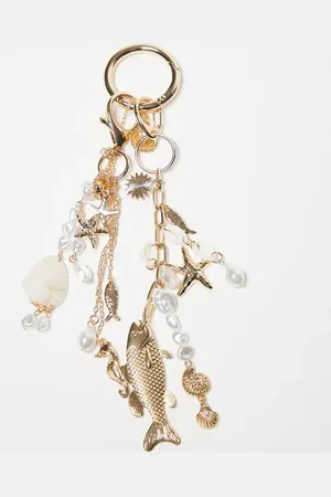 ASOS Fish & faux shell bag charm in gold