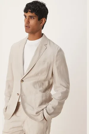 MANGO Linen mix slim fit blazer co-ord in light beige 18