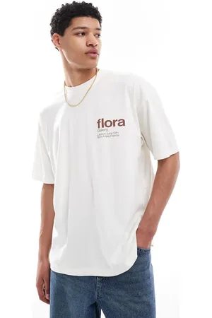 ASOS Oversized t-shirt with floral graphic in off