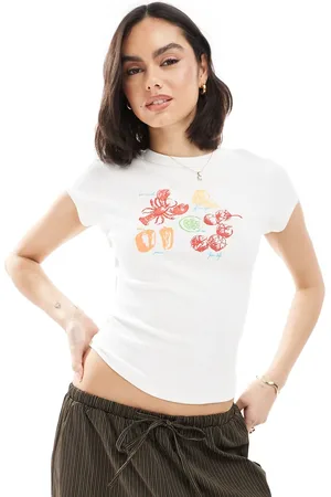 ASOS Ribbed baby tee with lobster graphic in