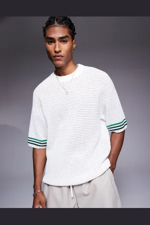 The Couture Club Oversized knitted t-shirt in with green trim