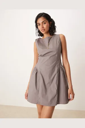 Glamorous Shift mini dress with hip detail in charcoal brown