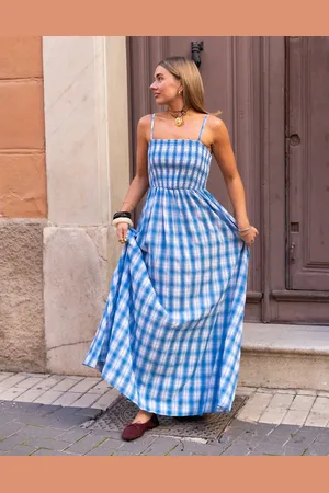 Daisy Street X Molly Mcfarlane shirred body maxi dress in check