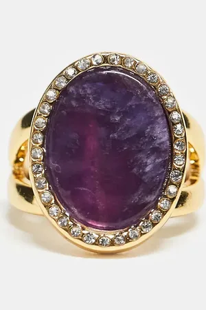 ASOS Ring with statement faux precious stone and crystal detail in tone