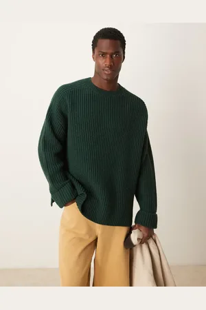 ASOS Oversized wool mix heavyweight rib knitted jumper in dark