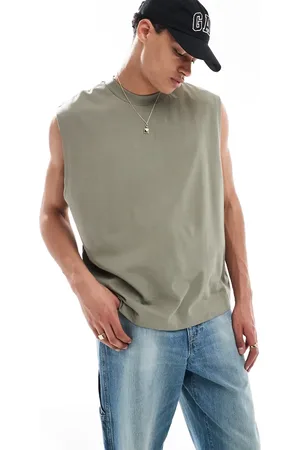 ASOS Heavyweight oversized tank in khaki