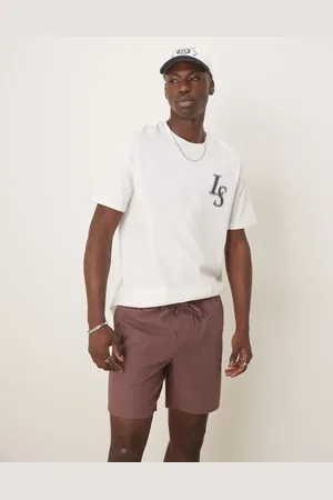 ASOS Slim mid length linen blend bermuda shorts in