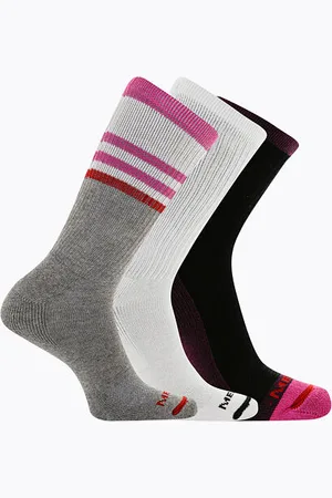 Merrell Unisex ponožky MEA33629C3B2 PUR01 CUSHIONED COTTON STRIPE CREW (3 packs) velikost S/M