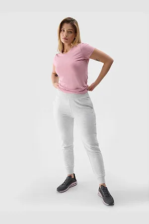 4F Dámské tepláky typu jogger - šedé velikost L