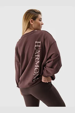 4F Dámská tepláková mikina oversize bez zapínání a bez kapuce - hnědá velikost S
