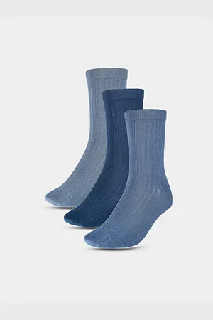 4F Dětské ponožky casual nad kotník s organickou bavlnou 3-Pack velikost 32-35