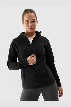4F Dámský fleece regular s kapucí - černý velikost XS