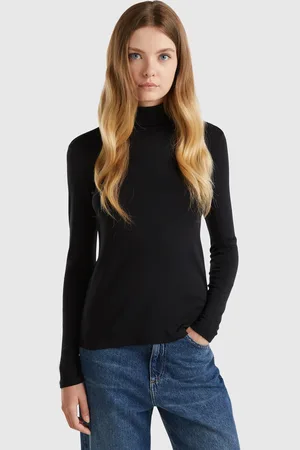 Benetton Long Sleeve T-shirt With High Neck, size L, , Women