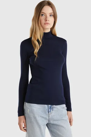 Benetton Long Sleeve T-shirt With High Neck, size L, , Women