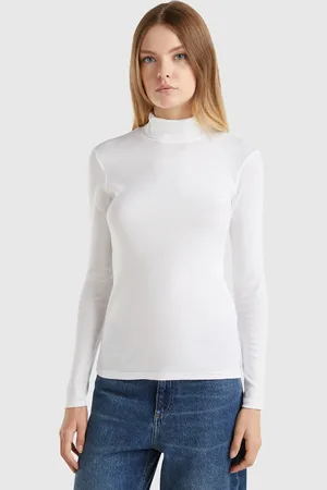 Benetton Long Sleeve T-shirt With High Neck, size L, , Women