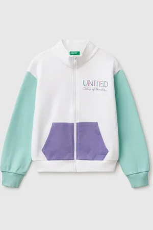 Benetton High Neck Sweatshirt With Zipper, size 2XL, , Kids