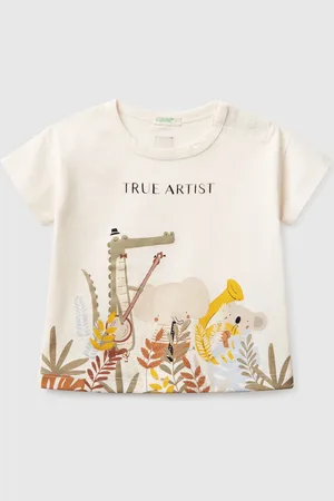 Benetton Boxy Fit T-shirt With Print, size 50, , Kids