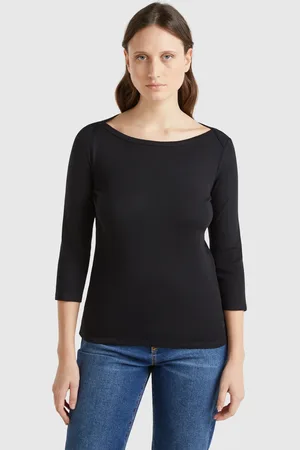 Benetton T-shirt With Boat Neck In 100% Cotton, size L, , Women