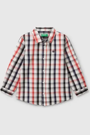 Benetton Check Shirt In Pure Cotton, size 82, , Kids