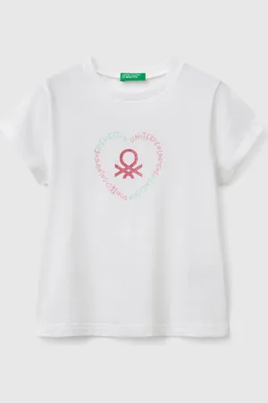 Benetton T-shirt With Glitter Print, size 82, , Kids