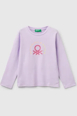 Benetton Slim Fit T-shirt With Glittery Print, size 82, , Kids
