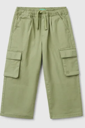 Benetton Stretch Cotton Cargo Trousers, size 82, , Kids
