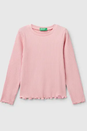 Benetton Slim Fit Stretch Cotton T-shirt, size 82, , Kids